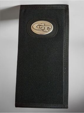 Georgia Tech College Black Canvas Long Slim Bi-fold Wallet with Silver Hardware